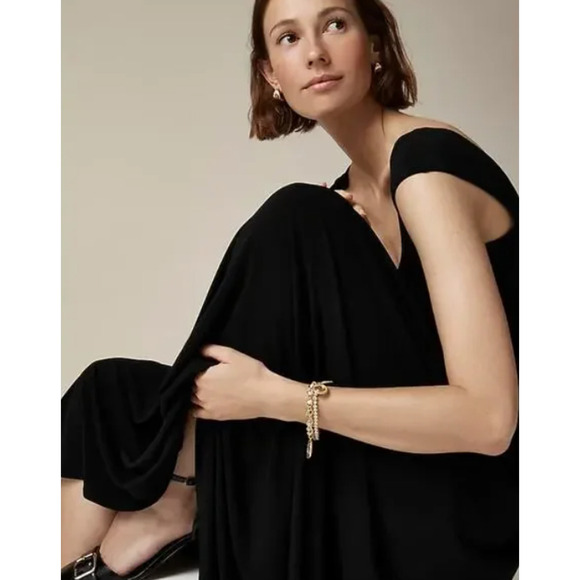 J.Crew Cap Sleeve Midi Dress in Matte Jersey Black Size Large NEW with tags! - Picture 3 of 7